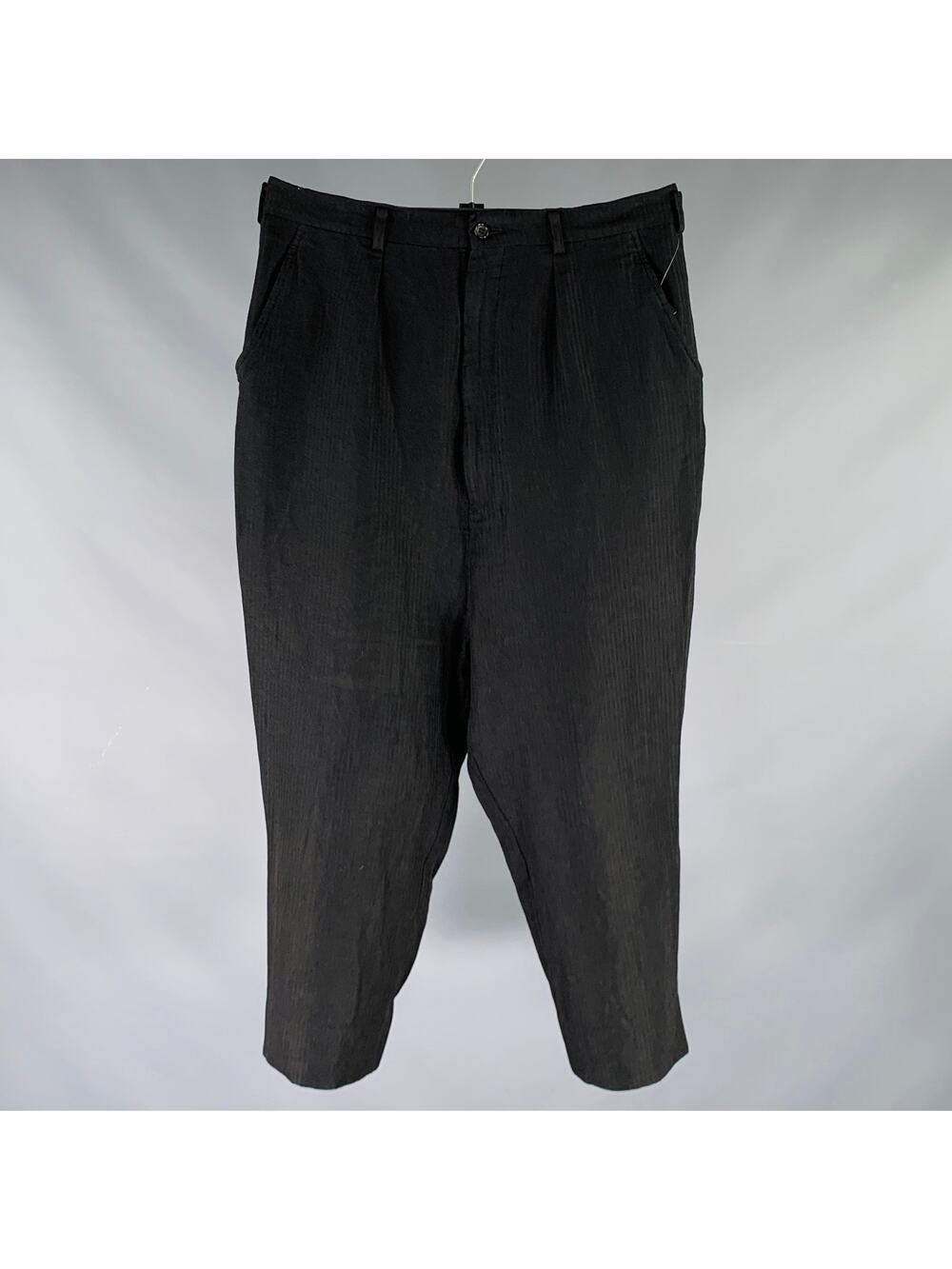 COMME des GARCONS Size S Black Stripe Linen Blend Drop Crotch Dress Pants